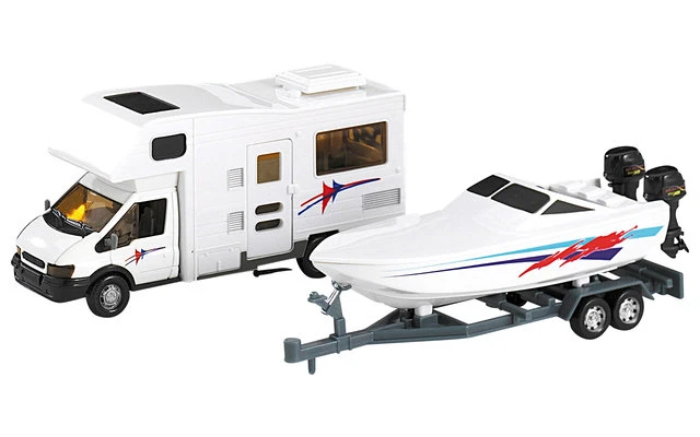 Happy People Motorhome-Wohnmobil Mit Bootsanhänger 3 Happy People Motorhome-Wohnmobil Mit Bootsanhänger